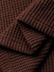 FRIFUL 女士休闲纯色落肩长袖T恤，秋季款 - 棕色 - 查看 7