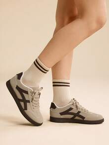 CUCCOO EASI Women's Soft & Comfortable Casual Lace-Up Sneakers, Suitable For All Seasons, Spring/Summer For Christmas - Beige - View 10