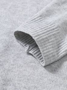 Manfinity Homme Men's Long Sleeve Casual Letter Pattern Knitted Sweater, Autumn/Winter Grey Sweater Men Jumper For Sweater Top Grey Men Crew Neck Sweater - Grey - View 4