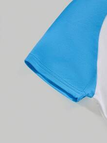 Paul Frank X ROMWE Women's Subculture Casual Monkey Print Raglan Sleeve Slim Fitted T-Shirt - Blue - View 3