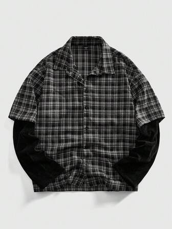 Street Life قميص رجالي أحادي الصدر بأكمام طويلة مع معطف صناعي، خريف/شتاء