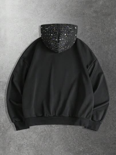 Street Life sweat-shirt à capuche zippé de mode décontractée pour hommes, imprimé de strass, printemps/automne