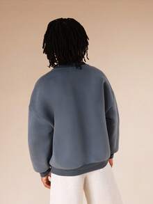 SUMWON Jungen Sweatshirt mit Markenlogo-Text-Design, bequemer Langarm-Pullover für den Urlaub - Graublau - Übersicht 2