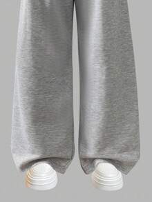 Sweetra Teen Girls' Drawstring Hem Wide Leg Straight Casual Lounge Pants