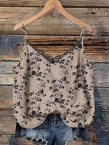 Mellowie 大码休闲简约玫瑰碎花吊带背心和背心，适合夏季度假