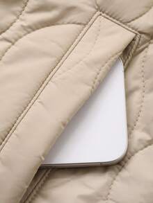 DAZY 2-en-1 Gilet matelassé épais doublé de faux thermique, style court Manteau matelassé pour femmes - Beige - Voir 8