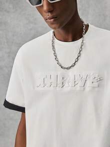 Manfinity NXTstreet Assorted Sizes Crew Neck Street Style Loose Printed Short Sleeve Men T-Shirt - Black - View 3