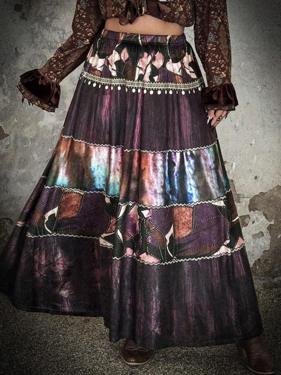 Flirla Grunge Cottage Punk Patchwork Pattern Vacation Style Brown ...