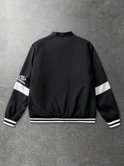 Street Life Veste décontractée unisexe avec imprimé anglais, veste de style américain de rue