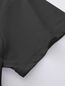 Franclia Women's Regular Casual Floral Print Short Sleeve Round Neck T-Shirt - Dark Grey - View 4