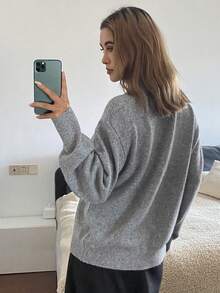 DAZY Jersey de cuello alto informal para mujer - Gris - Ver 2