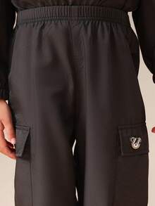 SUMWON 男童半拉链套头衫和慢跑裤套装 冬季休闲运动服 - 黑色 - 查看 6