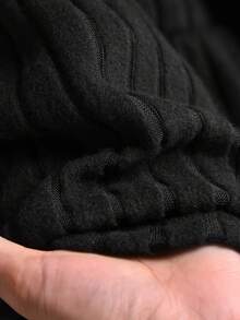 CosyJoli Plus Size Casual Bowknot A-Line Ribbed Brushed Round Neck T-Shirt Spring - Black - View 7