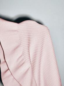 Lumivelle Sweater Pullover Pas Badan Lengan Lebar Warna Aprikot, Sweater Pink Musim Gugur/Dingin Lengan Lonceng Atasan Berkerut Pink - Berwarna merah muda - View 8