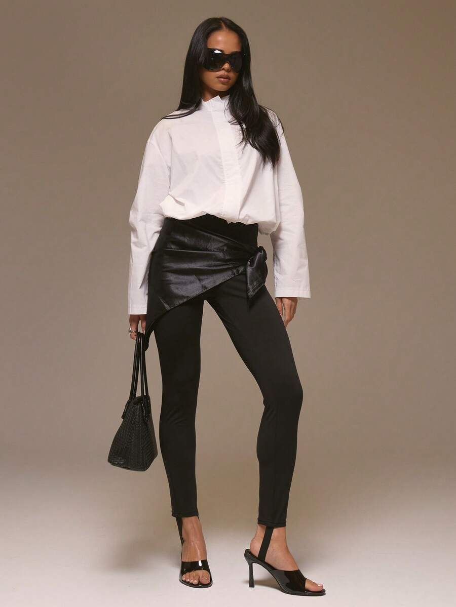 MUSERA Fitted Foot Hook Legging Cool Girl, Streetstyle, Cute, , , Winter - Black - View 1