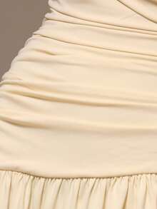 MUSERA Đầm maxi dài dáng suông xếp ly bất đối xứng, eo thắt, phong cách cá tính, dễ thương, thích hợp cho mùa thu, đi chơi, dự tiệc, thanh lịch, mùa xuân hè, kỳ nghỉ, cô dâu, tiệc độc thân, đám cưới. - Màu be - Xem 6