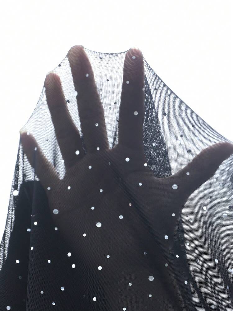 Women's Rhinestone Mesh Round Neck Long Sleeve Elegant Short Dress Winter Dress Women Christmas Party Dress Elegant Party Dresses Graduation Dress Elegant Dresses For Women Shiny Dress Black Dress Going Out Dress Fall Dresses For Women Birthday Dresses For Women,Dresses For Women Elegant New Year Dress New Year Clothes