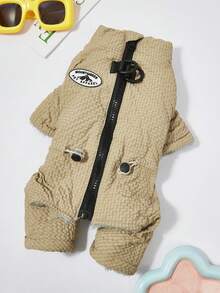 PETSIN 柔软加厚宠物连体衣 – 可爱的四脚抓绒睡衣，适合小型犬猫，秋冬季舒适玩耍和放松的服装