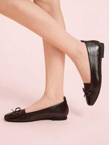CUCCOO DOLLMOD 女式巧克力棕色平底圆头舒适软底低帮弹力芭蕾平底鞋，秋季 - 咖啡棕 - 查看 3