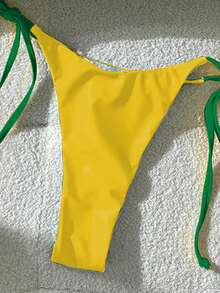 Swim Vcay Bộ bikini in chữ Brazil du lịch thường ngày dành cho nữ, Xuân/Hè - Màu vàng - Xem 8