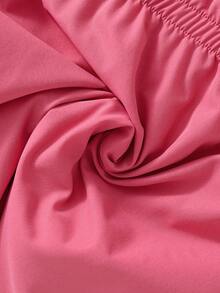 少女休闲可爱纯色梭织收腰连帽长袖双面穿羊羔绒保暖外套，秋冬季 - 粉色 - 查看 5