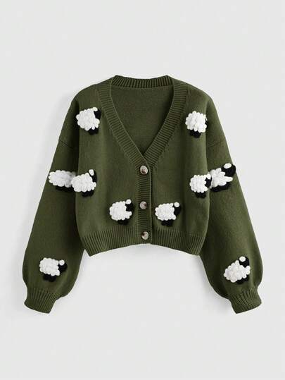Kawaii Women's Casual Cute 3D Sheep Cardigan, Autumn/Winter