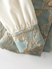 GlowEve 女士优雅简约提花长袖翻领修身衬衫，秋冬款 - 彩色 - 查看 8