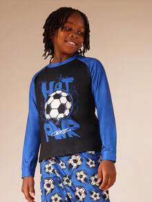 SUMWON Football Soccer Ball Print Raglan Sleeve Pajama Set For Boys Sleepwear Nightwear Comfort For Casual And Vacation - Multicolor - View 6