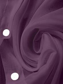 GlowEve CURVE Áo cánh trắng mỏng thường ngày cỡ lớn có nơ - Màu tím  Violet - Xem 5