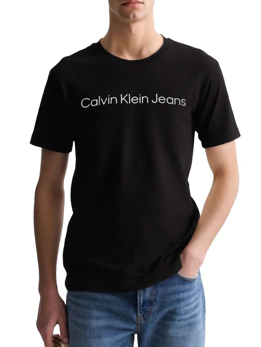 CALVIN KLEIN JEANS Men's T-Shirts Durable Comfortable Versatile School Casual Going Out J30J322552-BEH - 黑色 - 查看 1