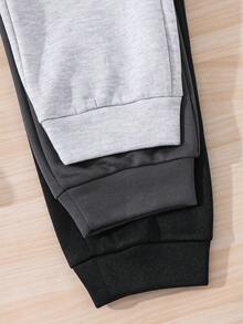 SHEIN 3pcs Tween Boy Casual Letter Printed Sweatshirt And Pants Set Chic Outfits For Jogging Pants Joggers Sweatpants Sweatpants Pack - Multicolor - View 3