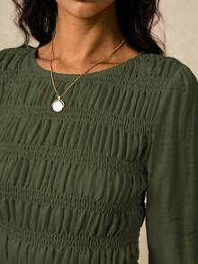 Poéselle Women's Elegant Solid Color Long Sleeve Blouse,Fall,Fall Clothes For Women,Women's Winter Clothes - Green - View 7