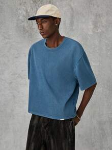 Manfinity VCAY 3件装男士宽松酸洗针织圆领短袖T恤，街头风