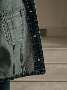 Anewsta Women's Long Sleeve Single-Breasted Casual Loose Fashion Rhinestone Denim Jacket - Blue - View 8