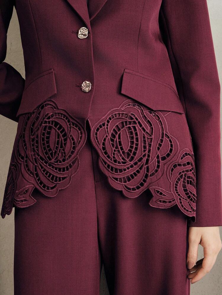 Elegant Women's Formal Embroidered Suit Set, High-End Design, Slimming, Suitable For Party, Formal Occasions, Work, Graduation, Wedding