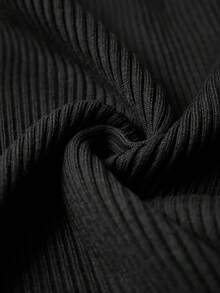 Arave Women's Slim Fit V-Neck Beaded And Rhinestone Button Tassel Design, Elegant Sleeveless Vest Sweater Dress, Perfect For Dates,   Parties, Or Black Parties. - Black - View 8