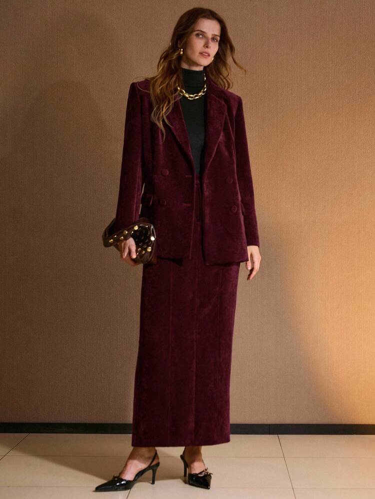 WOMEN'S CHENILLE DOUBLE-BREASTED BLAZER, AUTUMN/WINTER