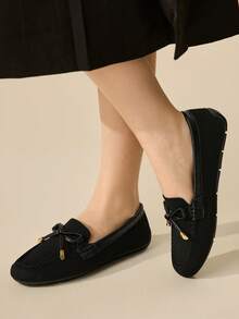 CUCCOO BASICS Women's Comfortable Flat Loafer Shoes For Christmas - Black - View 3