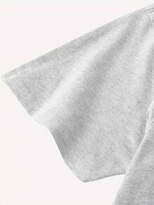 EMERY ROSE Red Santa Vibes T-Shirt, Women's Christmas Shirt, Cute And Fun Christmas Top, Retro Santa Claus T-Shirt, Suitable For Spring And Summer - Light Grey - View 5