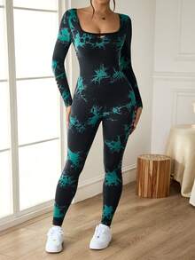 Slayform Modny kombinezon z nadrukiem tie-dye i dopasowanym krojem