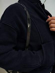 SAYEHFBABY 水洗拉链运动衫 接缝细节 返校 秋冬 舒适 秋季 可爱 休闲 日常 胶囊衣橱 Y2K 街头服饰 圣诞节 - 黑色 - 查看 3