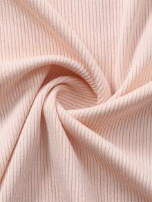 SHEIN 2pcs/Set Casual Commuting Outfit For Teens: PU Bow Skirt & Ribbed Knit Bodycon Dress - Coffee Brown - View 5