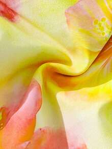 SHEIN Swim Women's Sexy Random Print Halter Tie Bikini Set, Summer - Yellow - View 4