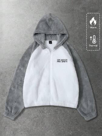 Street Life Unisex Fleece Patchwork English Embroidery Jacket, Street Style, Autumn/Winter