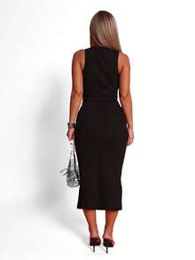 BABYPHAT 夏季时尚字母印花无袖紧身连衣裙 - 黑色 - 查看 4