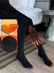 DAZY جوارب سوداء شفافة، تأثير نحيف الساق، مبطنة حرارية، مظهر غير شفاف، جوارب سميكة بدون أقدام للخريف/الشتاء