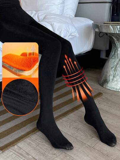 DAZY Transparante zwarte panty's, afslankend effect op de benen, thermisch gevoerd, ondoorzichtige look, dikke panty's zonder voetjes voor herfst/winter