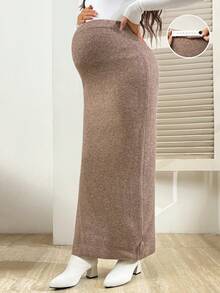 SHEIN Women's Loose Fit Wool Blend Straight Skirt, Maternity Sweater Skirt