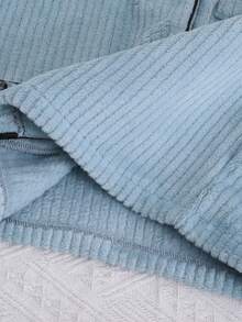 女童睡衣，莲藕粉色，新款简约时尚爱心刺绣长袖长裤两件套睡衣套装 - 淺藍色 - 查看 7