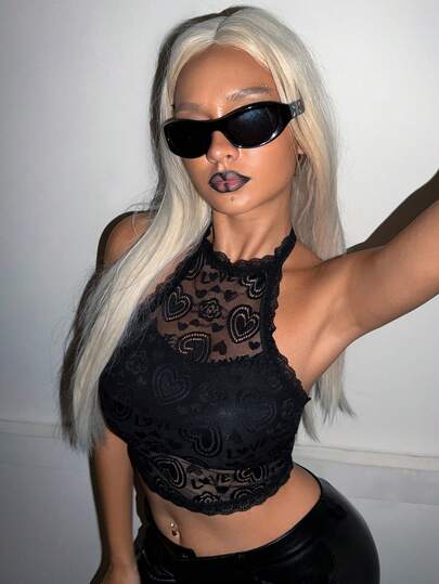 AltCore Women's Romantic Lace Sexy Halter Backless Lingerie